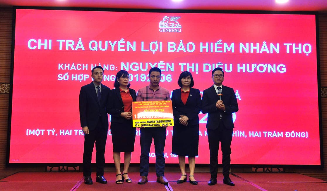 Generali hoàn thành nghĩa vụ một người bạn trọn đời - trao khoản chi trả quyền lợi bảo hiểm với số tiền hơn 1,2 tỷ đồng cho gia đình khách hàng D.H