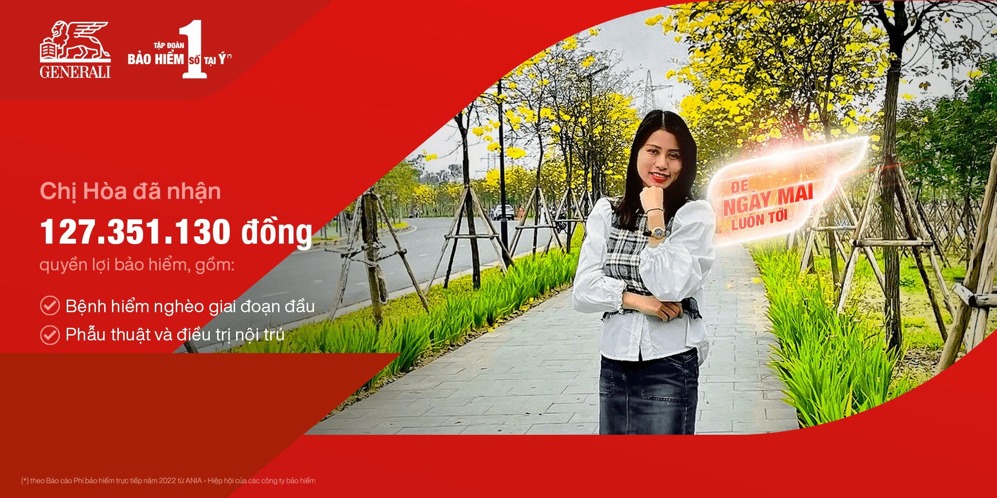 Generali đã chi trả toàn bộ chi phí đến hiện tại là 127.351.130 đồng cho 2 cuộc phẫu thuật và 3 lần nằm viện của Hòa.