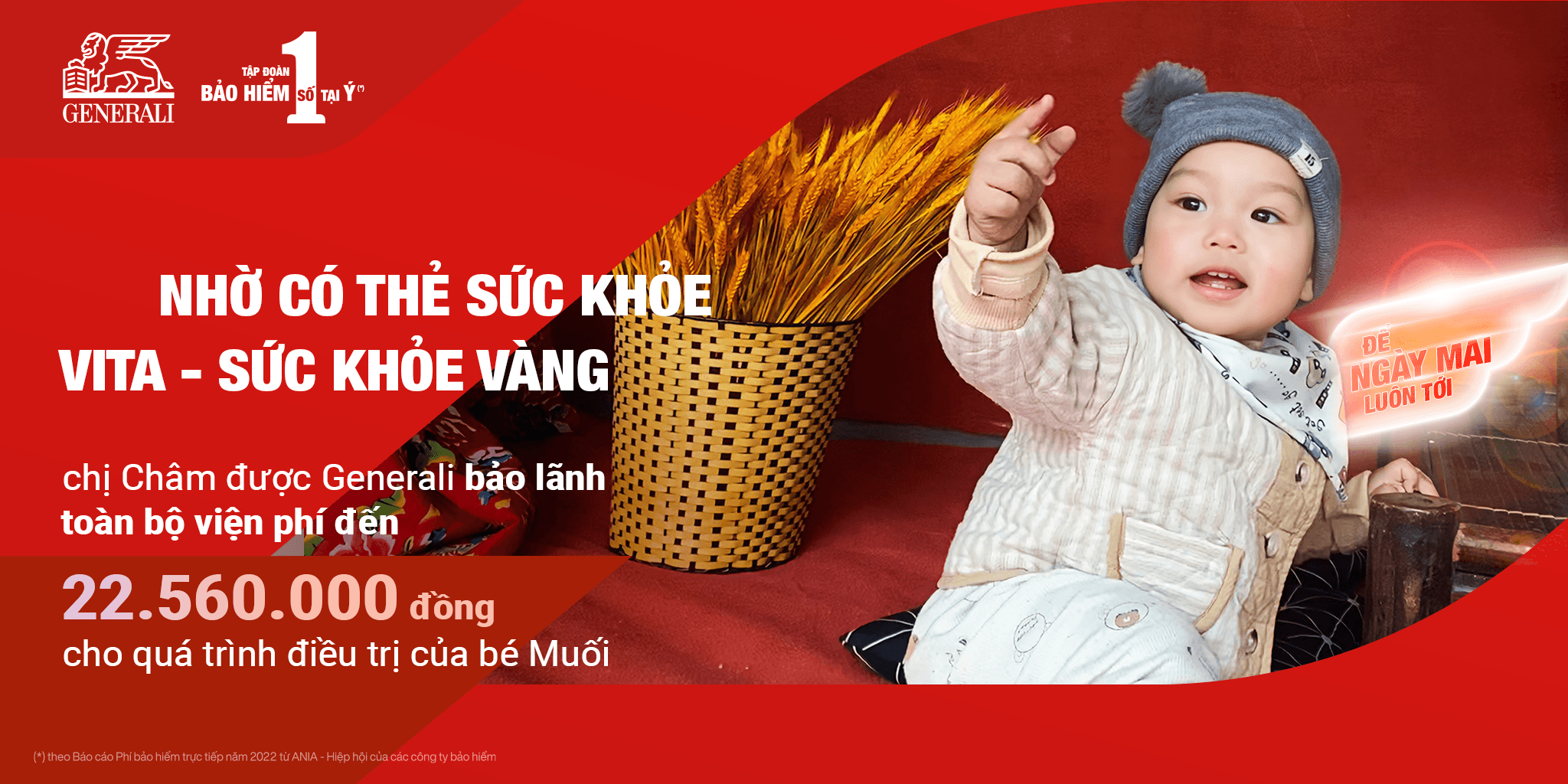 Nhờ có thẻ sức khỏe VITA - Sức Khỏe Vàng, chị Châm được Generali bảo lãnh toàn bộ viện phí đến 22.560.000 cho quá trình điều trị bé Muối
